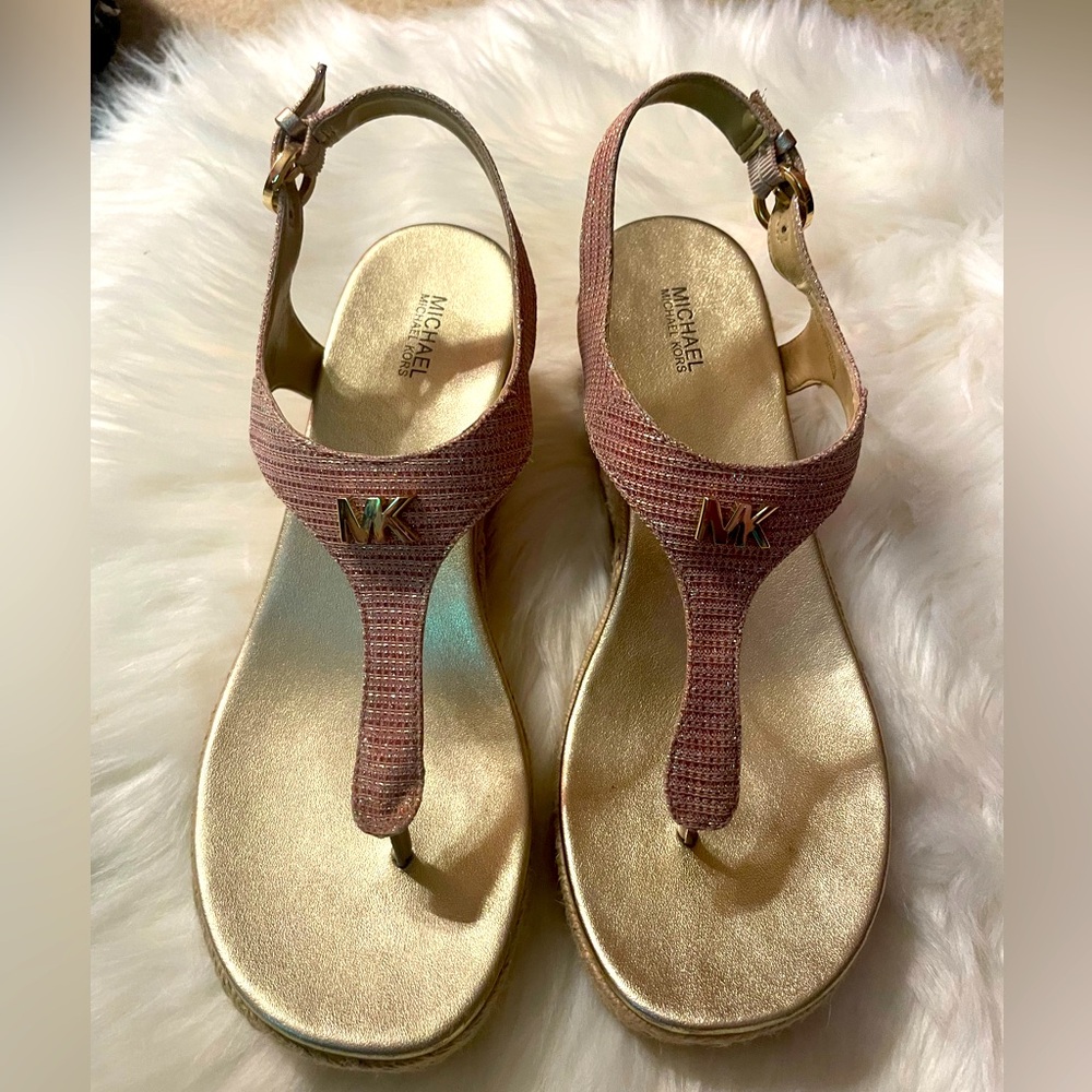 Michael Kors light pink, wedge sandals.